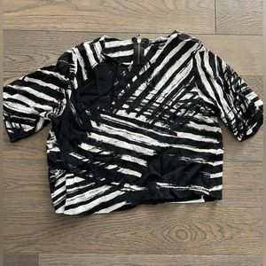 Black and white crop top blouse size medium